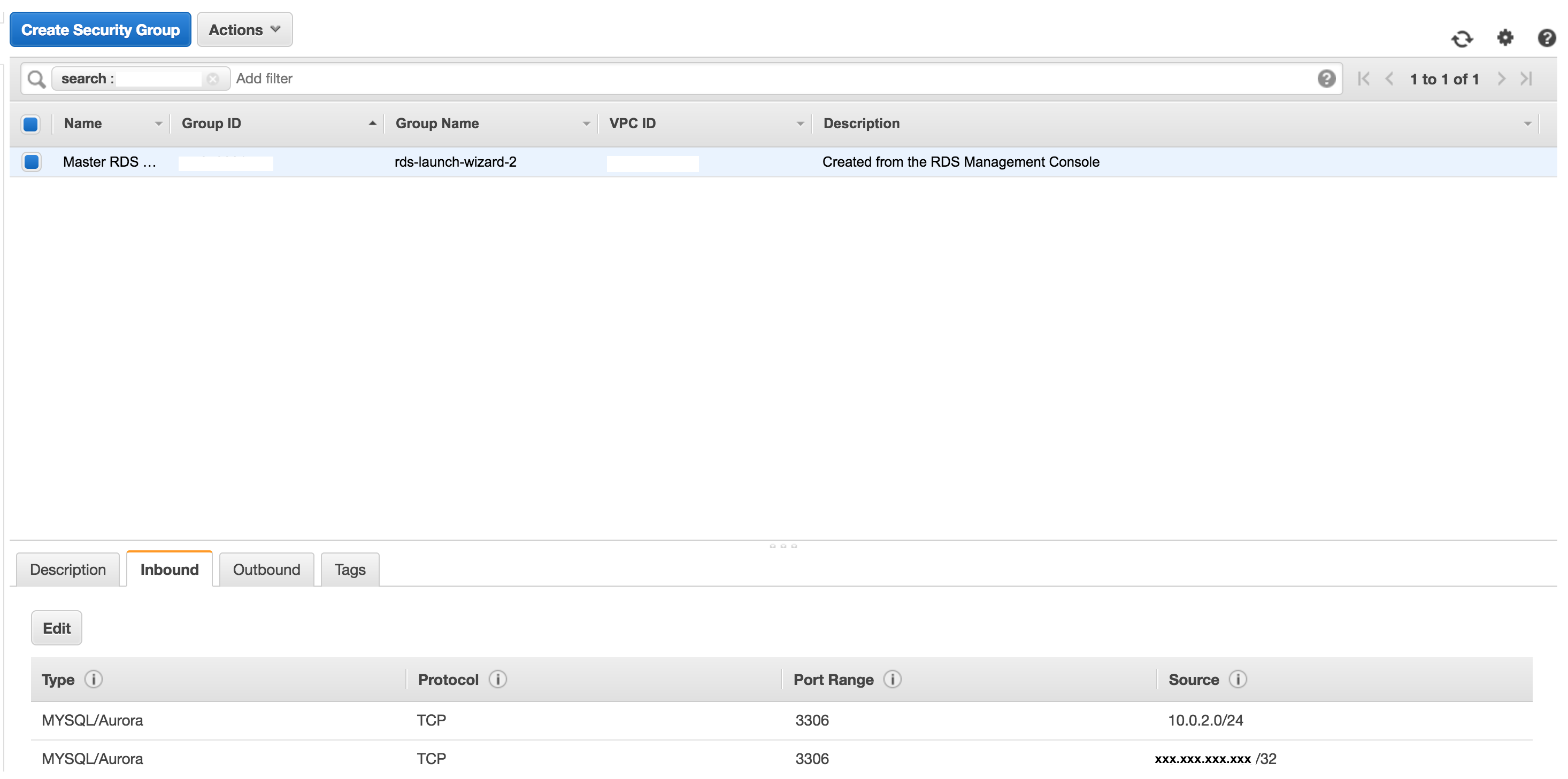 Read Replica Security Group Setup