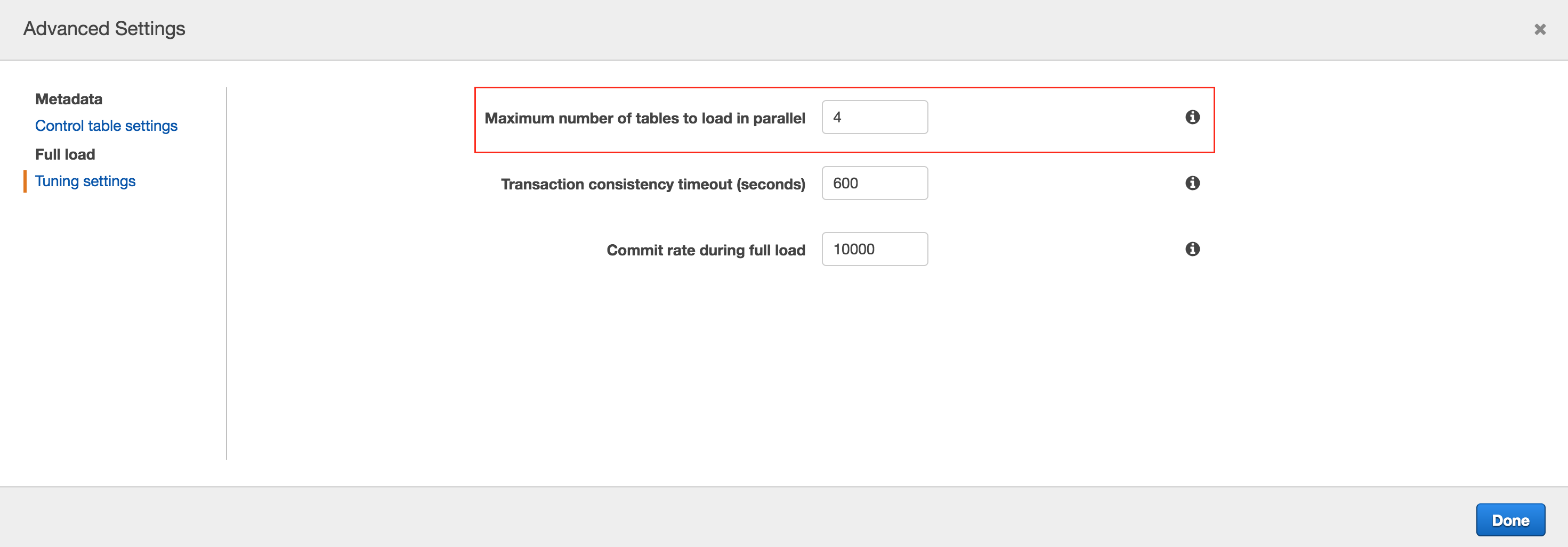 Resplication Task Advanced Settings